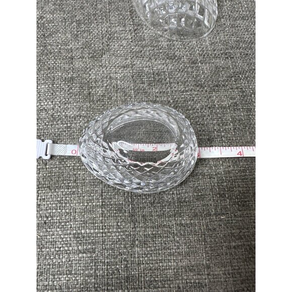 Vintage Clear Crystal Glass Oval Egg Shape Trinket Box w/ Lid 3 inch - Picture 7 of 7